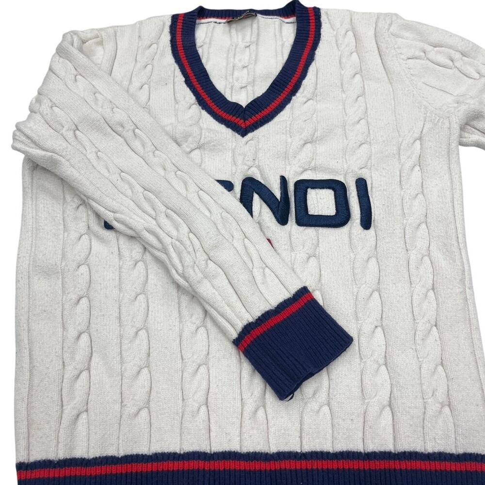 Fendi Roma Cable Knit Wool Sweater Off White Small Italy - Picture 2 of 5